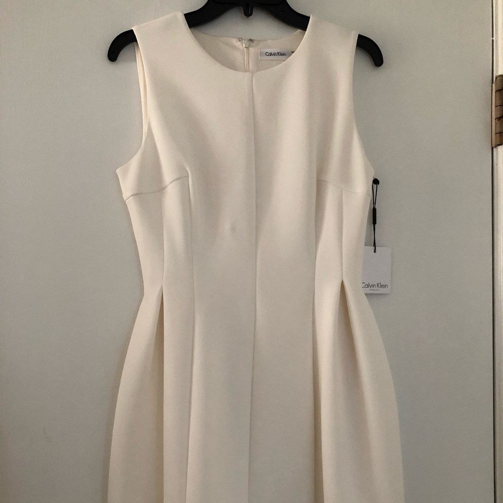 Calvin Klein Cream Peplum Dress, Size 8